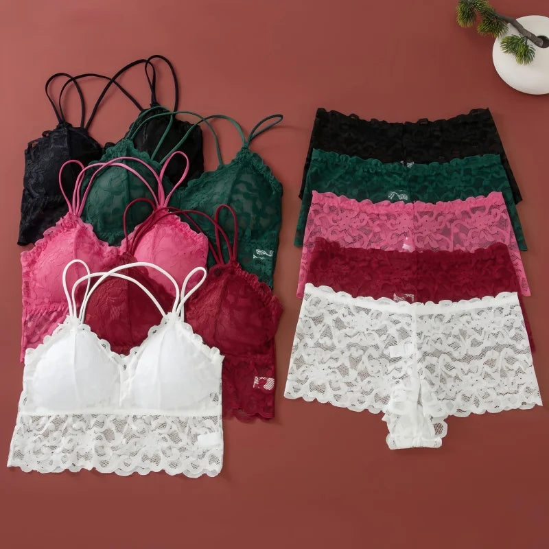 CowLost | product_id-women-s-lace-push-up-nonwire-padded-bra-low-rise-panties-set-solid-color |6