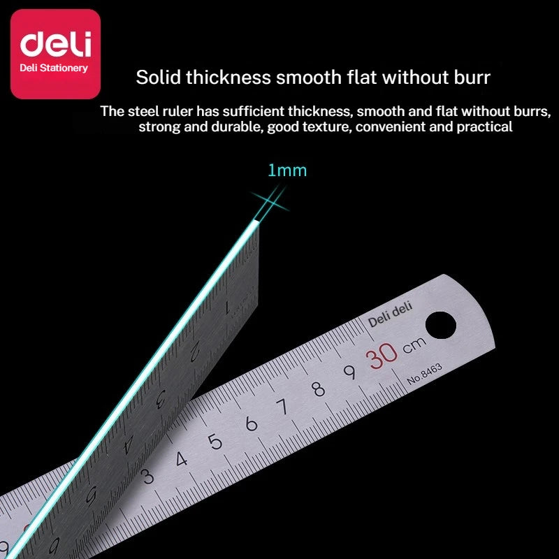 CowLost | deli-stainless-steel-ruler-for-students-and-woodworkers |4