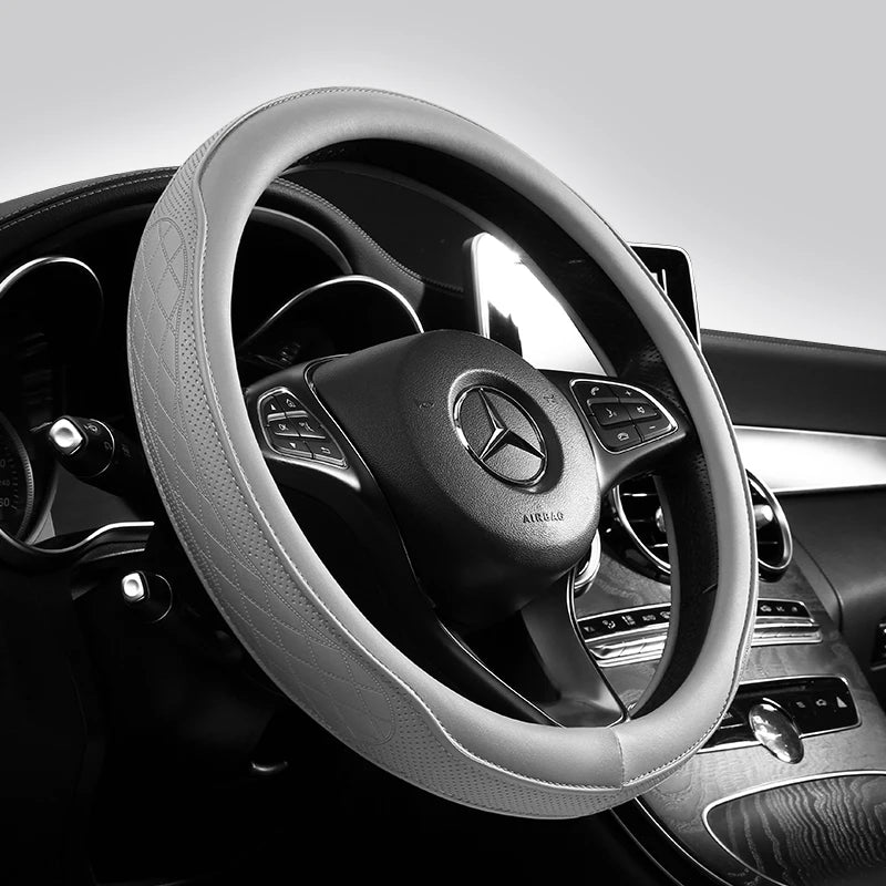 CowLost | napa-leather-perforated-patchwork-car-steering-wheel-cover-1 |5