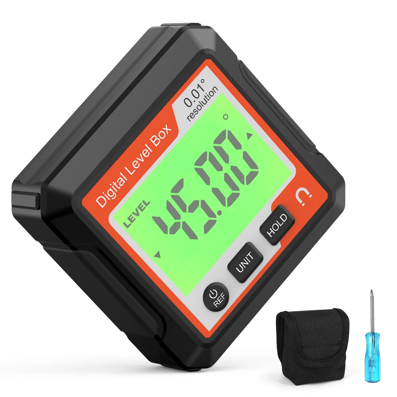 Digital Magnetic Inclinometer LCD Backlight Angle Finder 4x90° Protractor Level Box for Woodworking