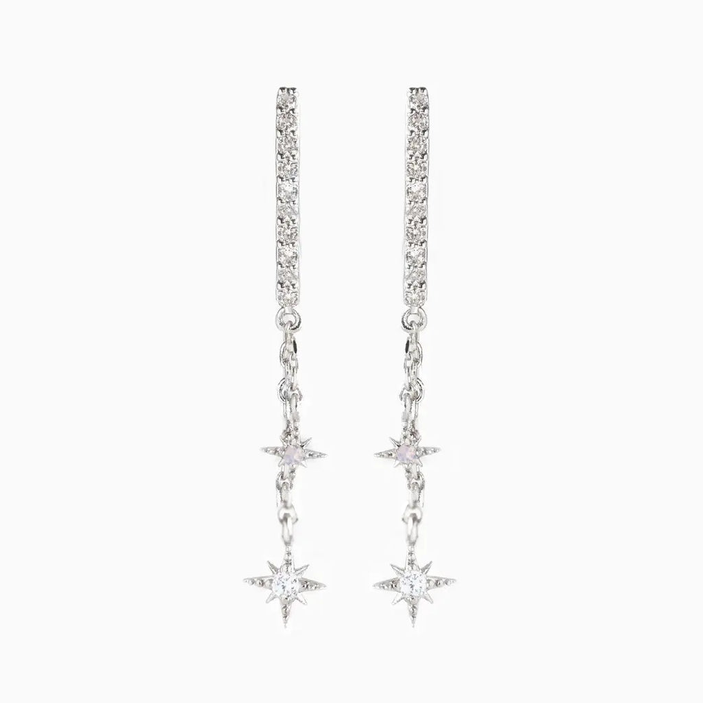 CowLost | business-card-cases-stainless-steel-cubic-zirconia-chain-hoop-earrings-for-women |9