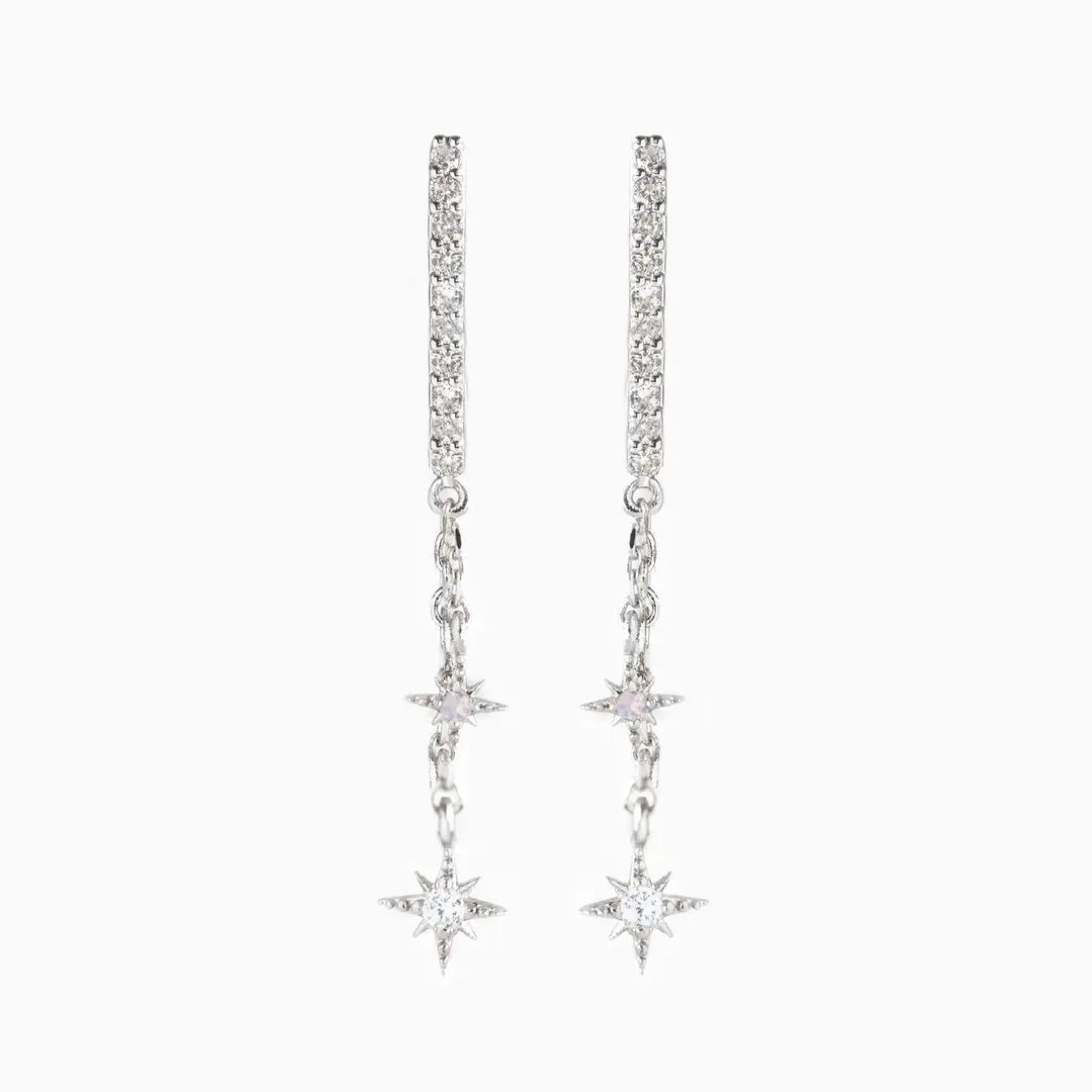 CowLost | business-card-cases-stainless-steel-cubic-zirconia-chain-hoop-earrings-for-women |9