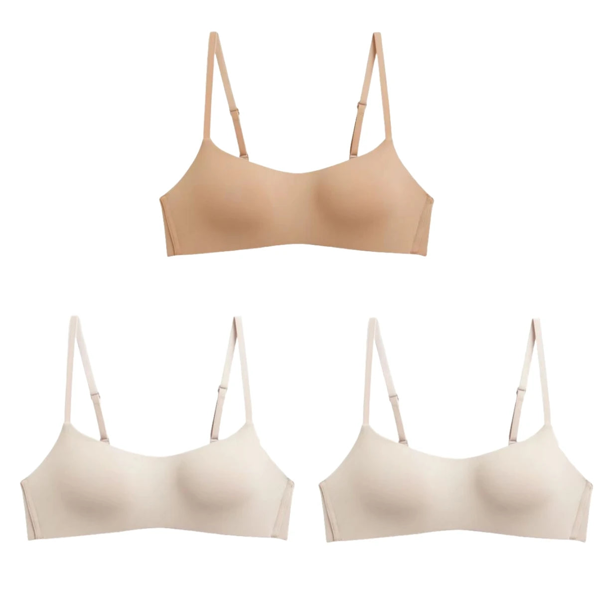 CowLost | product_id-3pcs-seamless-wire-free-1-2-cup-push-up-bras-with-back-closure-for-women |16