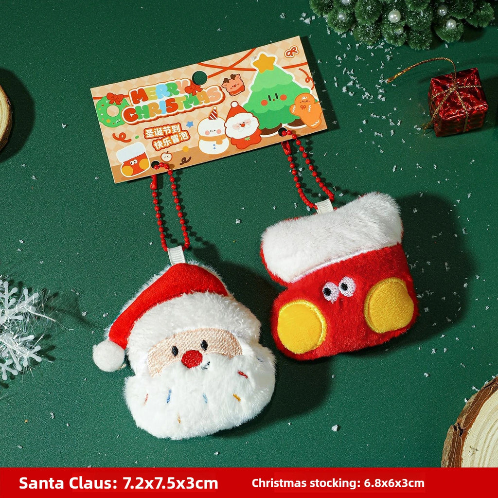 Cute Plush Santa Claus Christmas Tree Pendant Keychain Ornament Toy