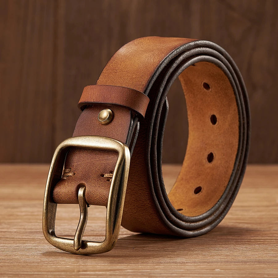CowLost | thick-cowhide-copper-pin-buckle-real-genuine-leather-belt-for-jeans |10