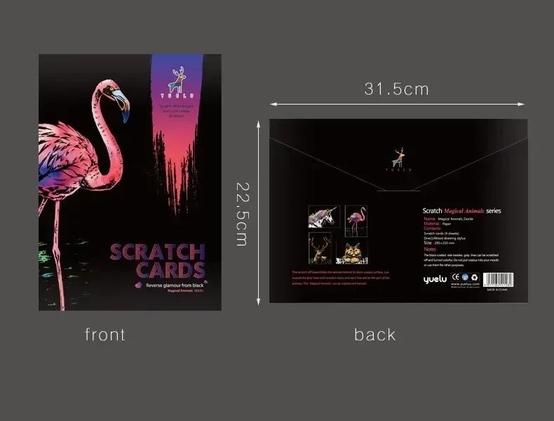 CowLost | product_id-4-pcs-a4-diy-scratch-painting-set-with-cartoon-animals-night-view-designs |12