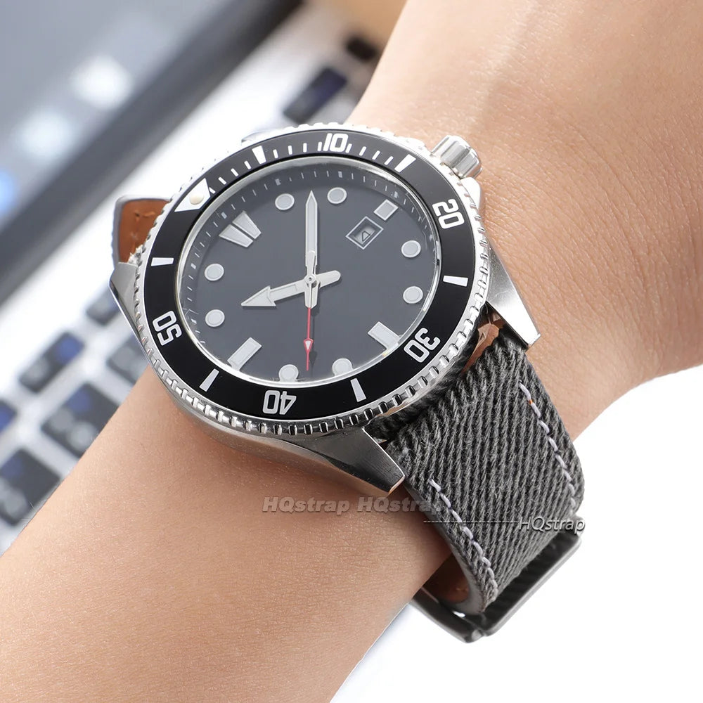 Quick Release Denim Pattern Watch Band 18mm-22mm Nylon Strap for Seiko Sport Wristwatch