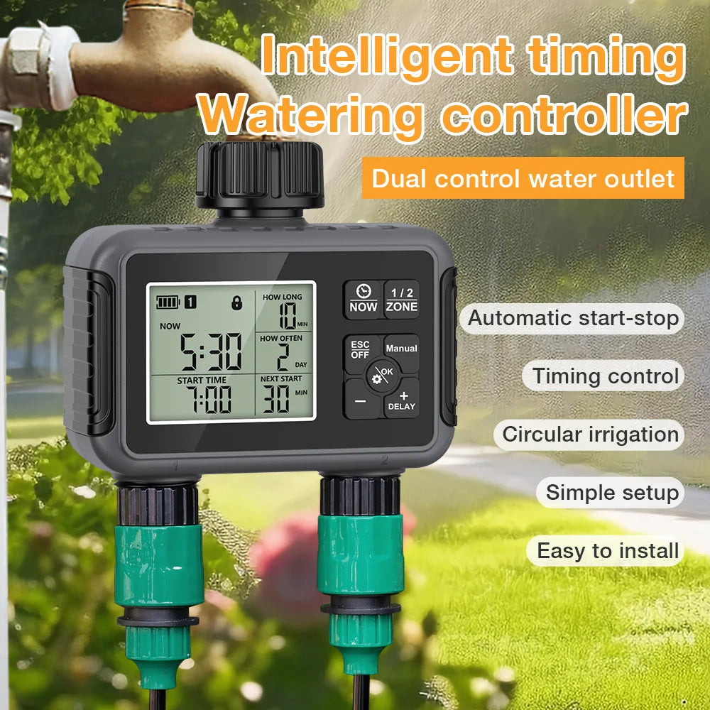 Intelligent Automatic Garden Water Timer 1/2/3-Outlet Irrigation Controller for Lawn and Greenhouse