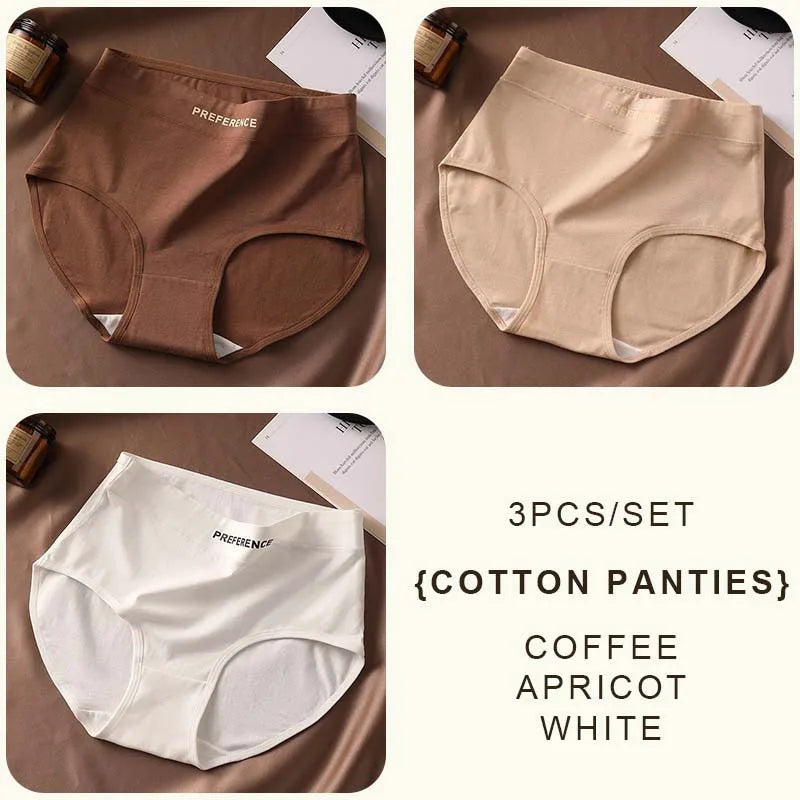 CowLost | product_id-fallsweet-3pcs-womens-large-high-waist-seamless-cotton-briefs |10