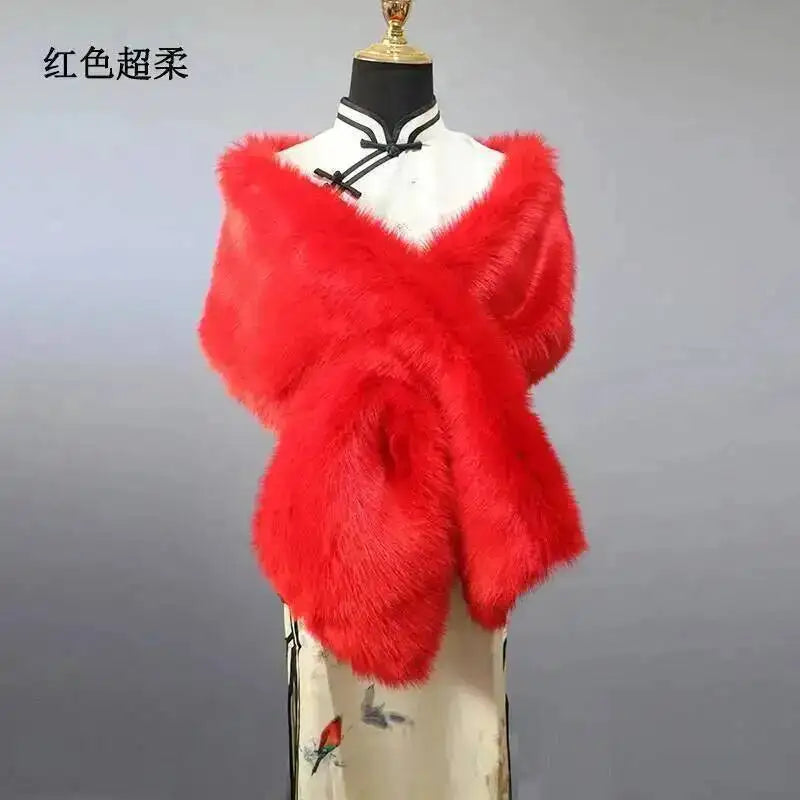 CowLost | 32-colors-165-30cm-women-luxury-warm-faux-fox-fur-shawl-winter-ladies-plush-scarf |58