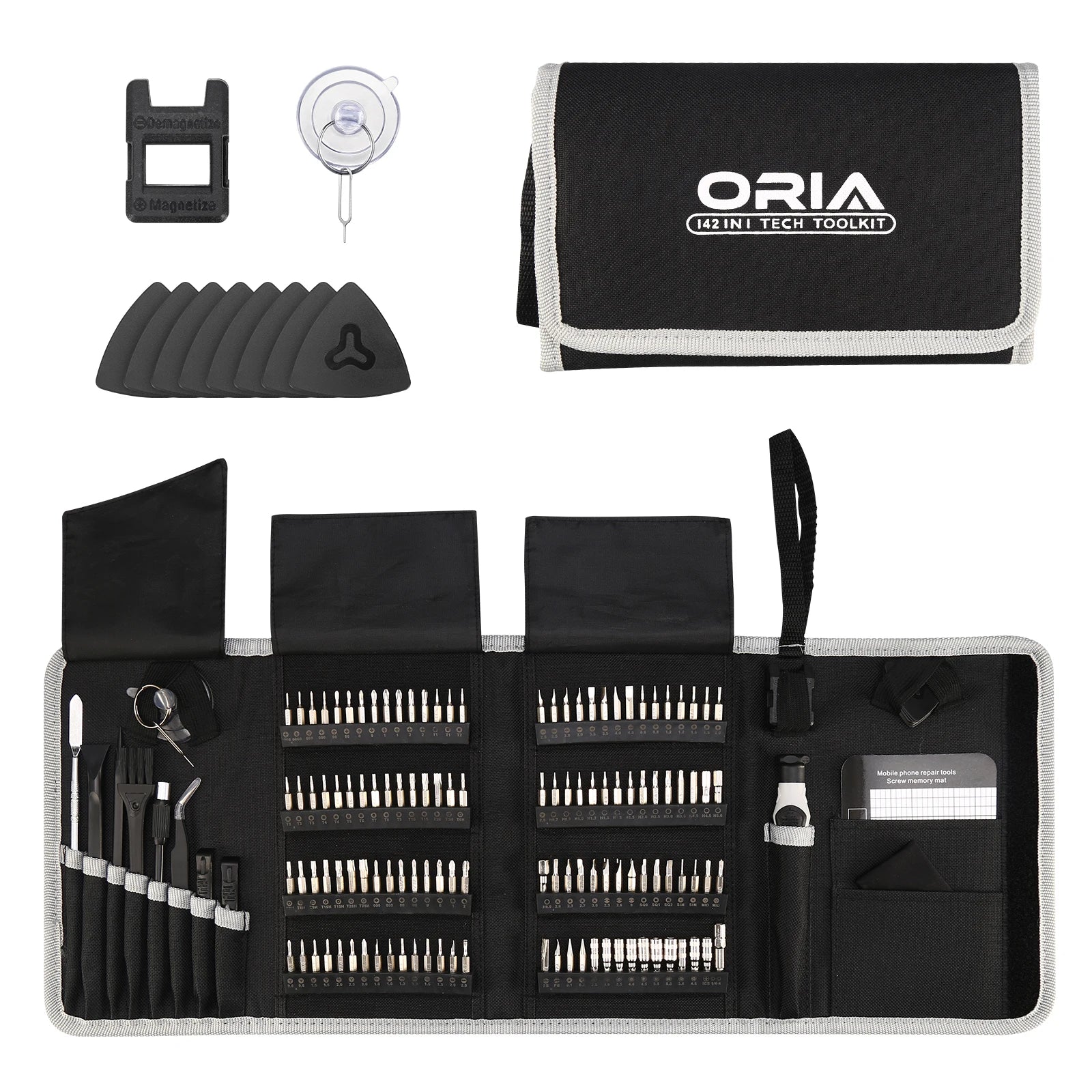 ORIA 142-in-1 Magnetic Precision Screwdriver Set with Bits and Portable Bag