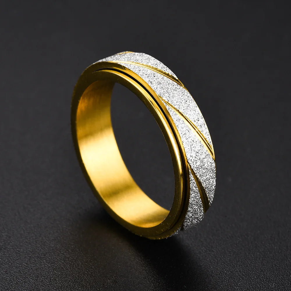 Trendy Frosted Stainless Steel Rings for Women & Men, Sizes 6-11, Wholesale Dropshipping