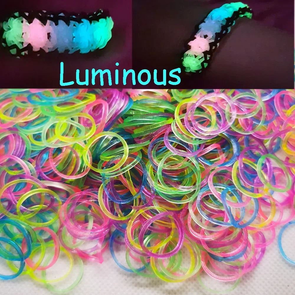 600Pcs Fluorescent Glow DIY Rubber Loom Bands for Kids Party Bracelets & Necklaces