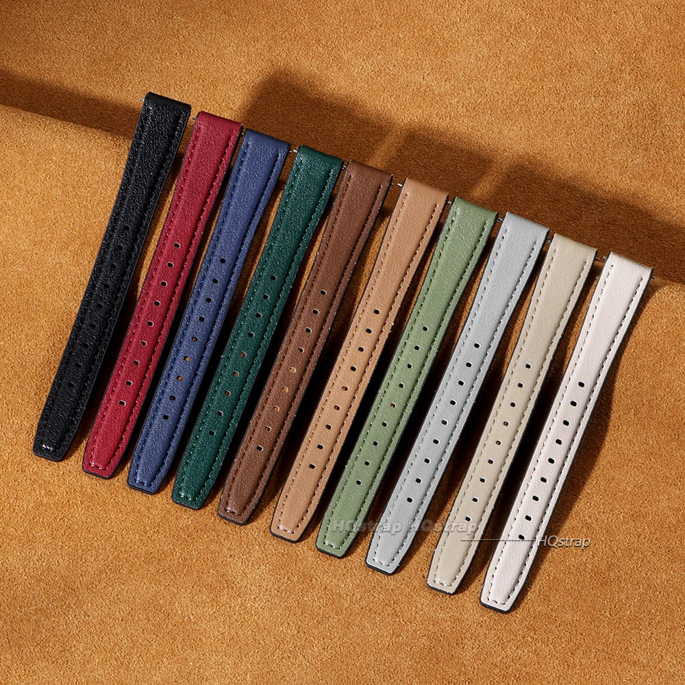 Ultra-thin Leather Silicone Watch Band 10-16mm Universal Quick Release Waterproof Wristband