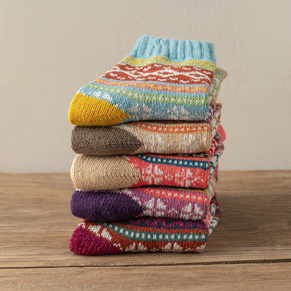CowLost | sporting-goods-5-pairs-winter-thick-warm-women-vintage-socks |6