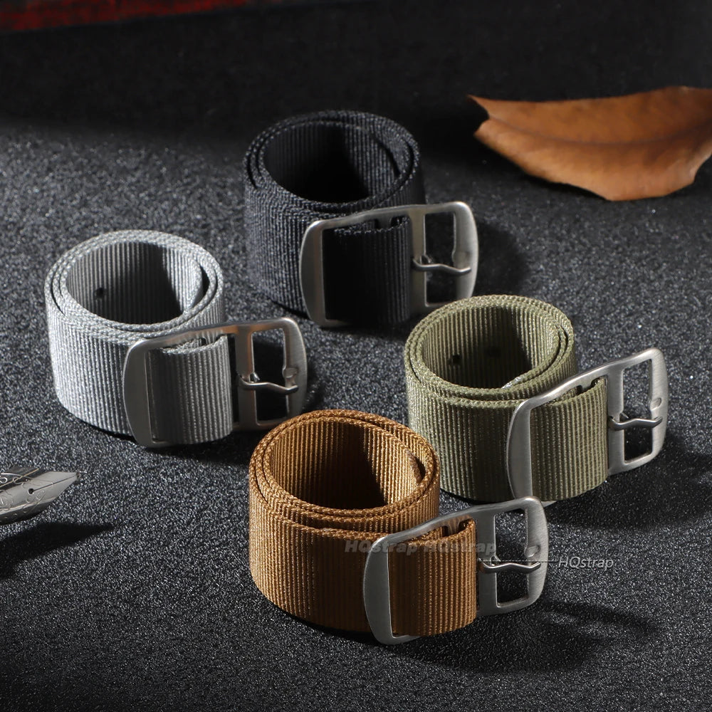 Nylon Military Watch Strap Unisex Casual Replacement Band Brown Green Black 20mm