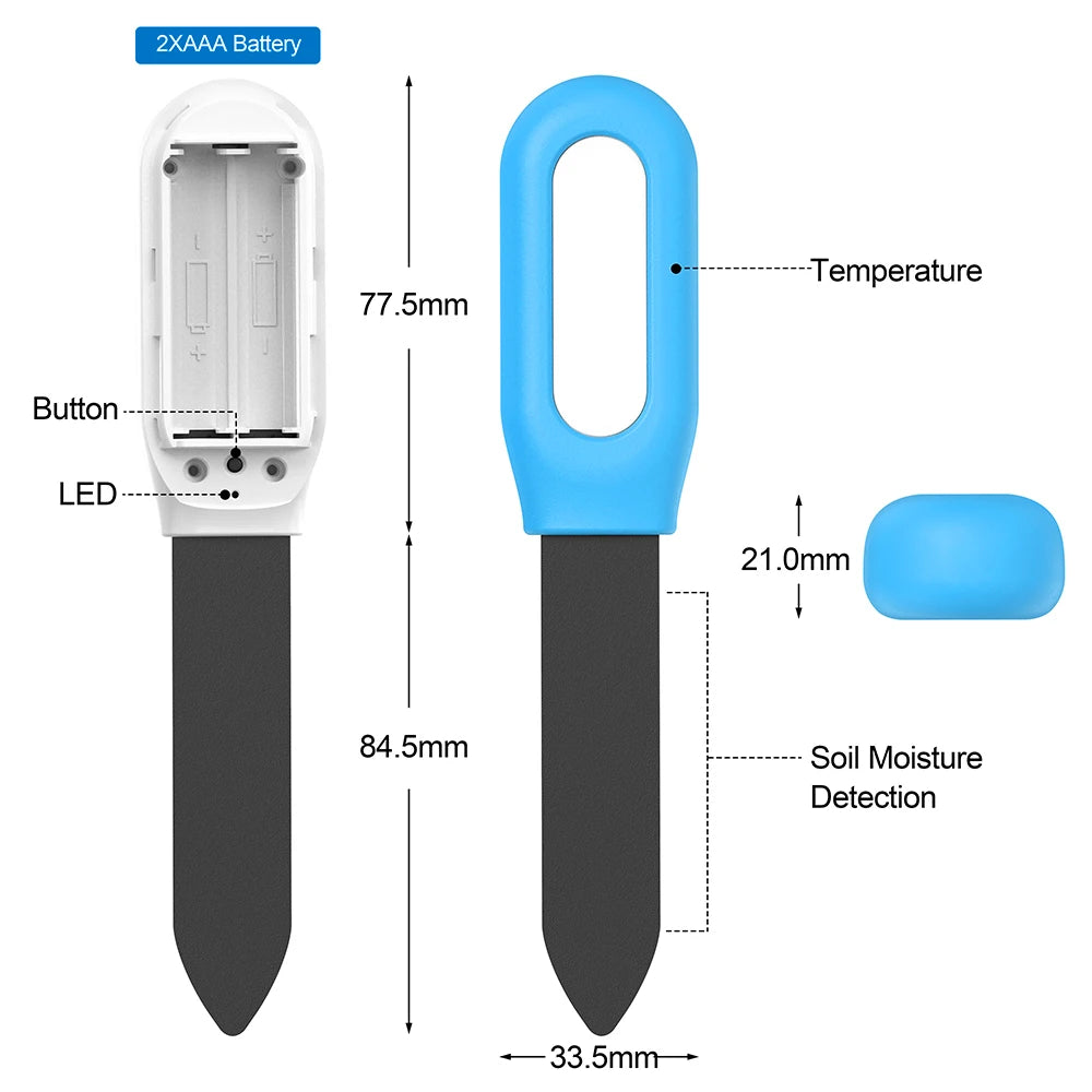 JUANJUAN Smart Zigbee 2-in-1 Soil Moisture & Temperature Humidity Tester Bluetooth for Garden Greenhouse