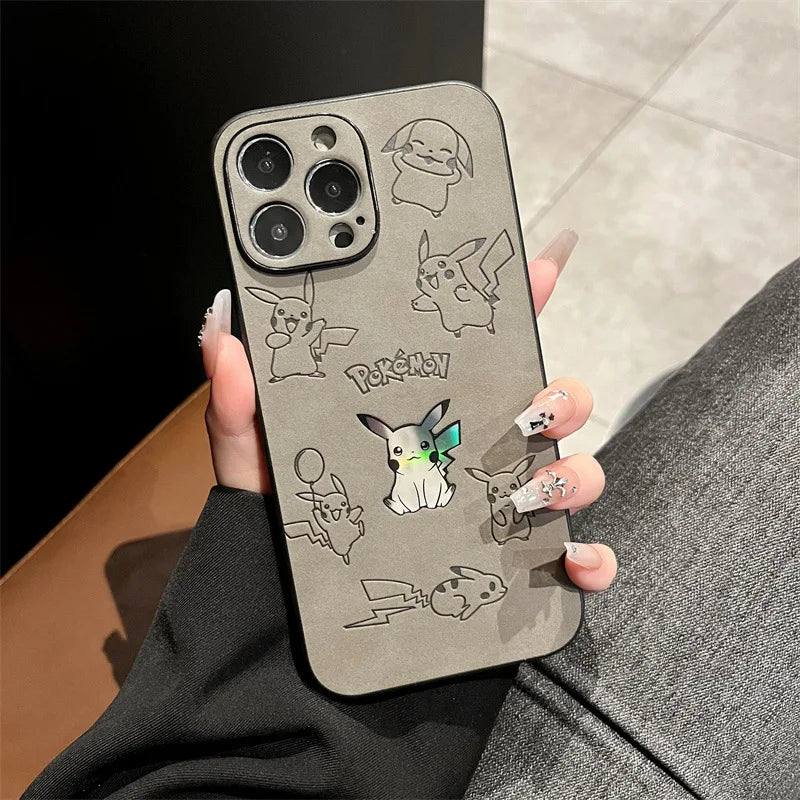 CowLost | cartoon-pikachu-faux-leather-shockproof-phone-case-for-iphone-7-to-16-pro-max |3