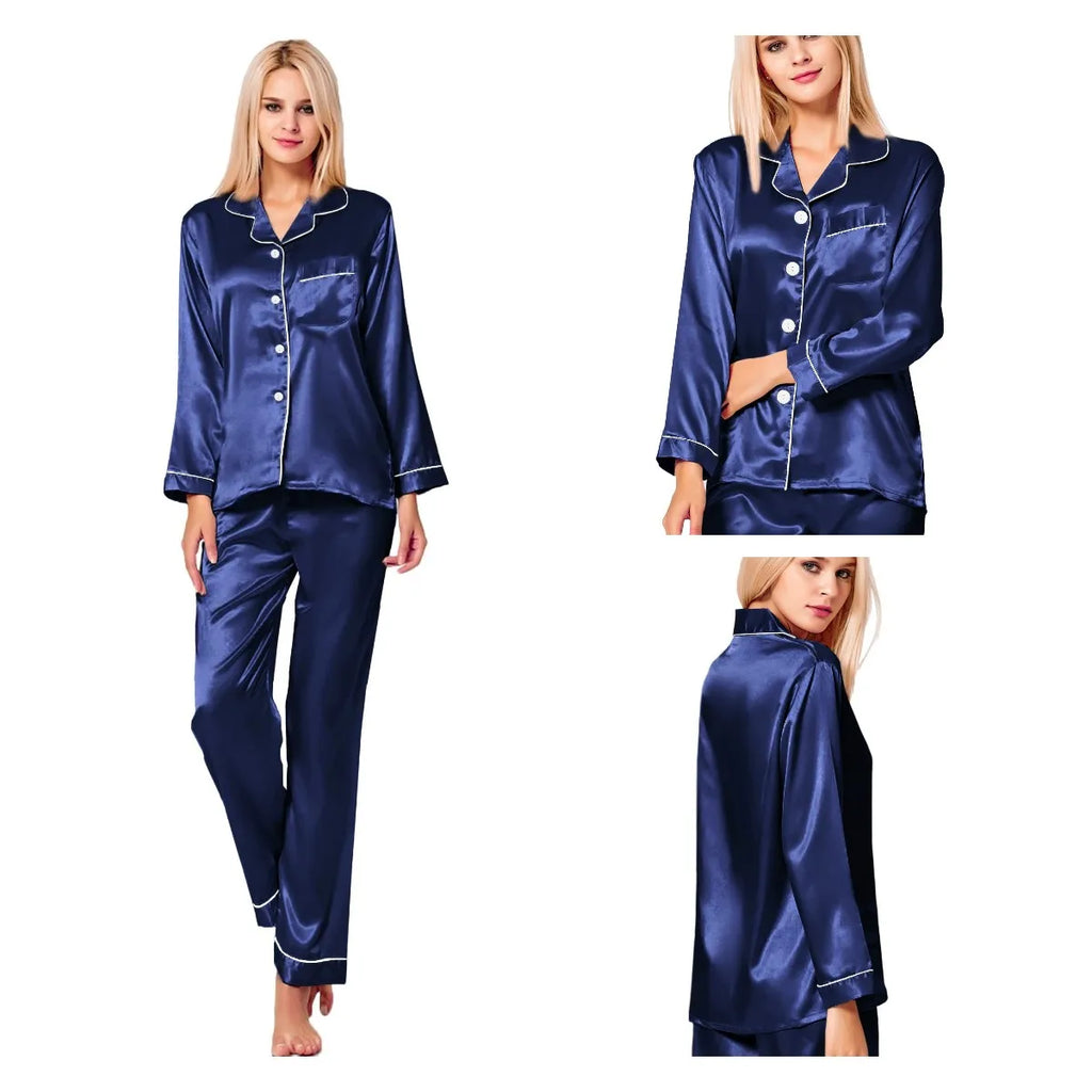 CowLost | activewear-pants-womens-two-piece-silk-satin-pajama-set-long-sleeve-loungewear-sleepwear |6