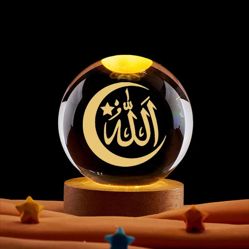 CowLost | 6cm-3d-crystal-ball-night-light-ramadan-decoration-for-home |8