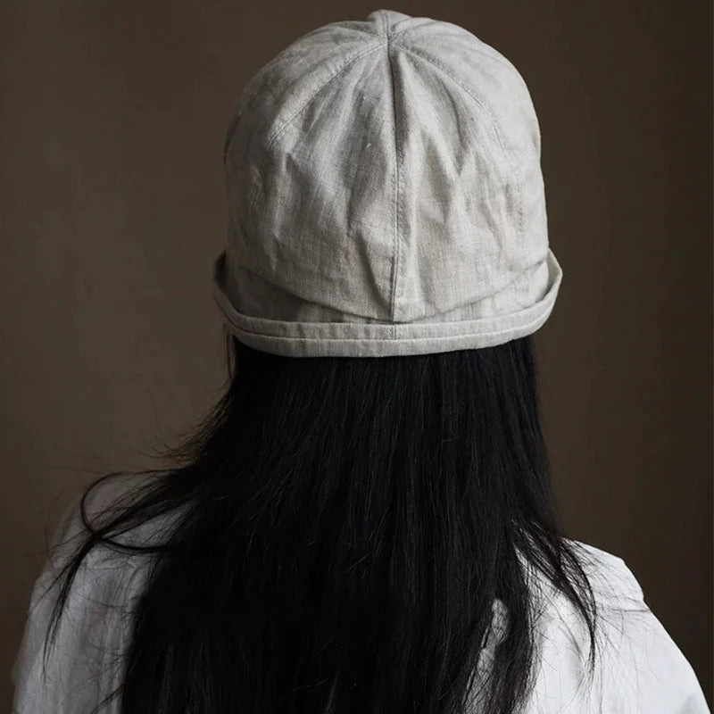 CowLost | linen-curled-edge-sun-hats-for-women-foldable-bucket-hat |3