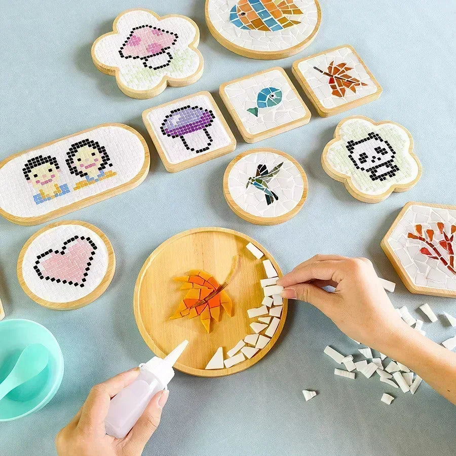 CowLost | product_id-handmade-diy-mosaic-bamboo-cup-mat-coaster-heart-square-parent-child-educational-toy |2