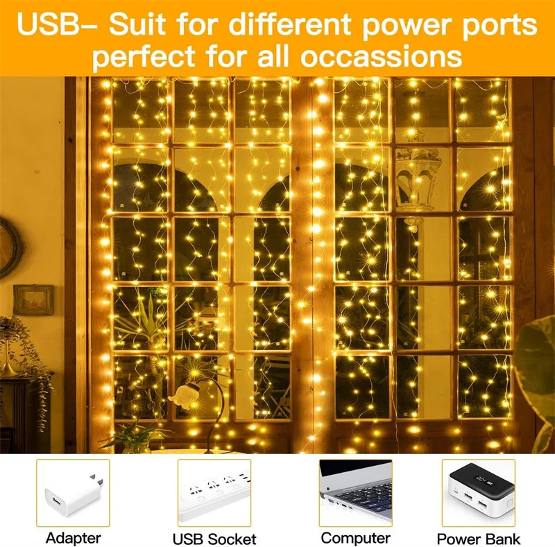 CowLost | product_id-led-fairy-string-curtain-lights-usb-remote-8-modes-christmas-holiday-decor |15