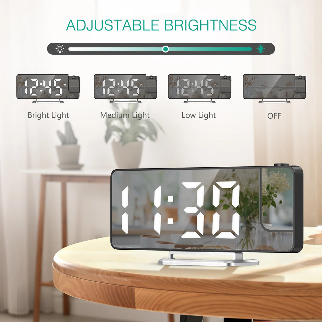 ORIA Digital Projection Alarm Clock with 7.9" LED Screen, Date & Temperature Display