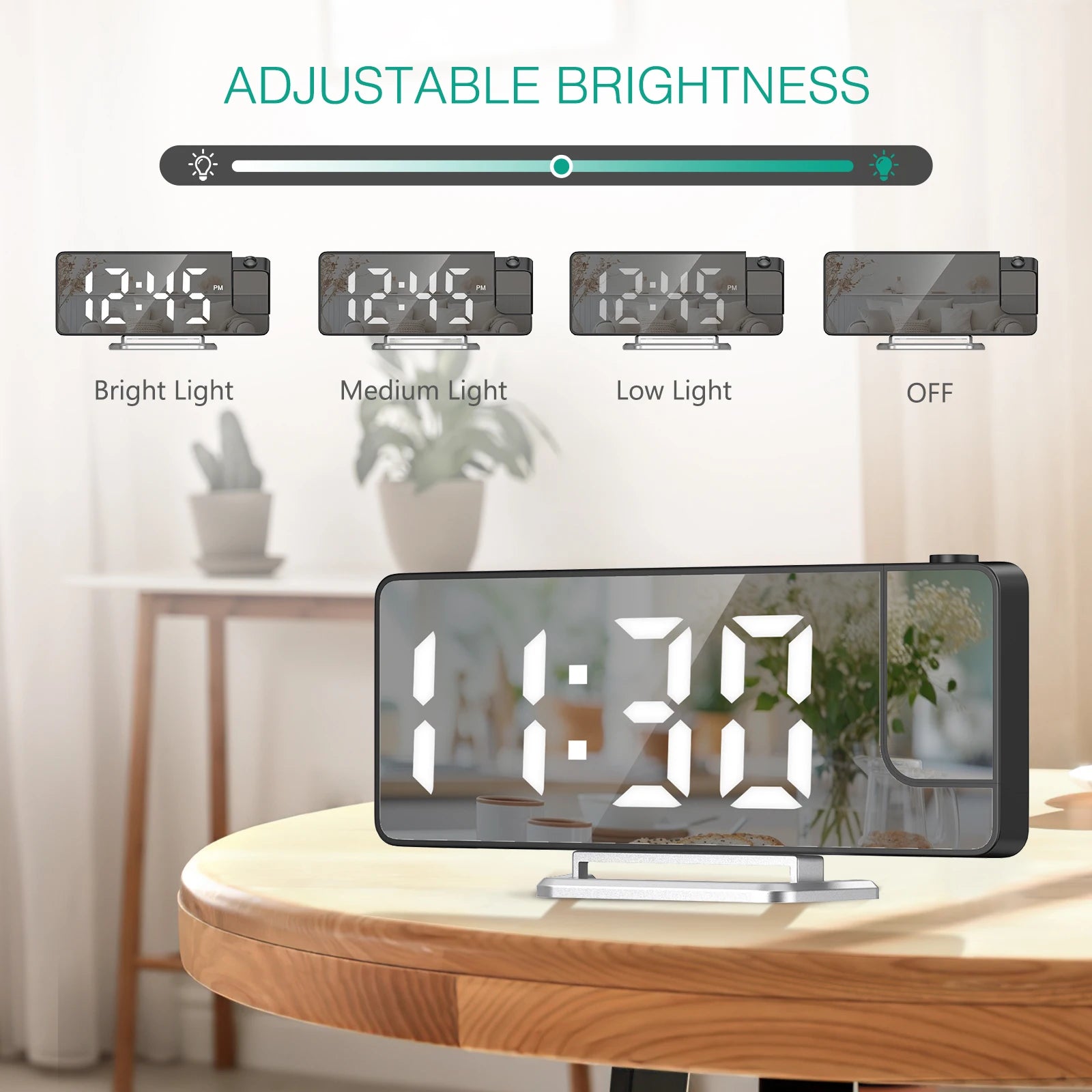 ORIA Digital Projection Alarm Clock with 7.9" LED Screen, Date & Temperature Display