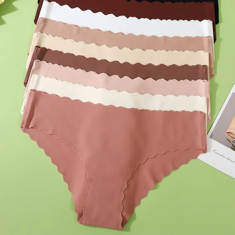 CowLost | product_id-4pcs-womens-mid-rise-seamless-ice-silk-briefs-xs-xl-no-show-solid-panties |8