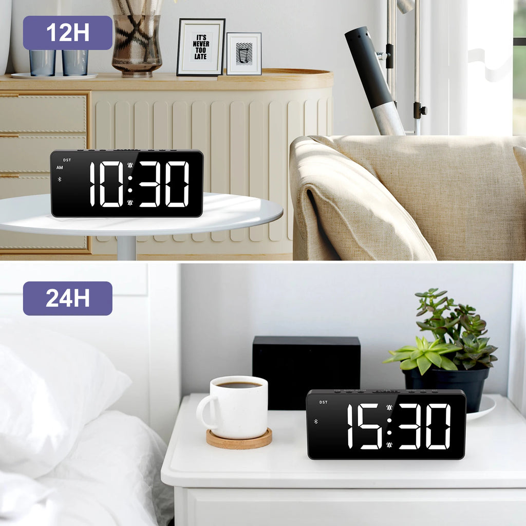 ORIA 7" LED Digital Alarm Clock with Bluetooth, Dual Alarm & 5 Brightness Levels for Home Office