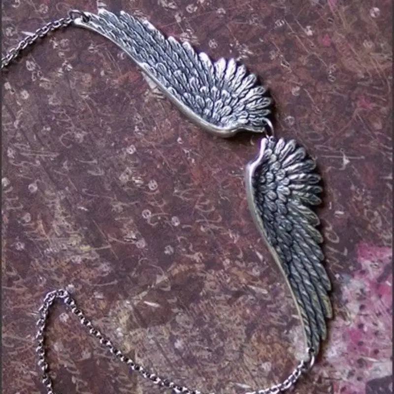 Vintage Angel Wing Feather Pendant Choker Necklace for Women Wedding Tribal Jewelry
