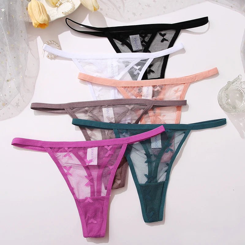 CowLost | activewear-pants-6pcs-women-transparent-mesh-thong-panties-g-string |13