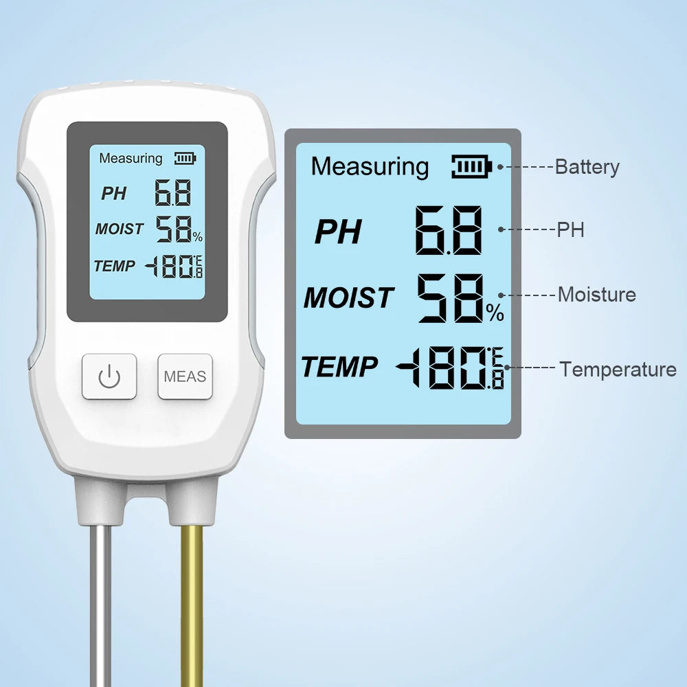 3-in-1 Digital Soil Tester PH Moisture Temperature Meter with LCD for Garden Plants