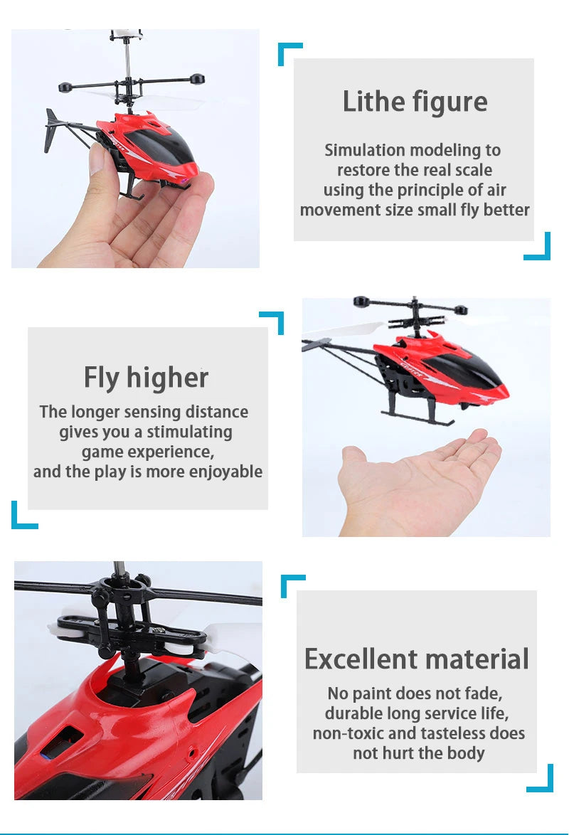 Rechargeable Mini RC Helicopter Drone Safe Fall-Resistant Toy (No Remote Battery)