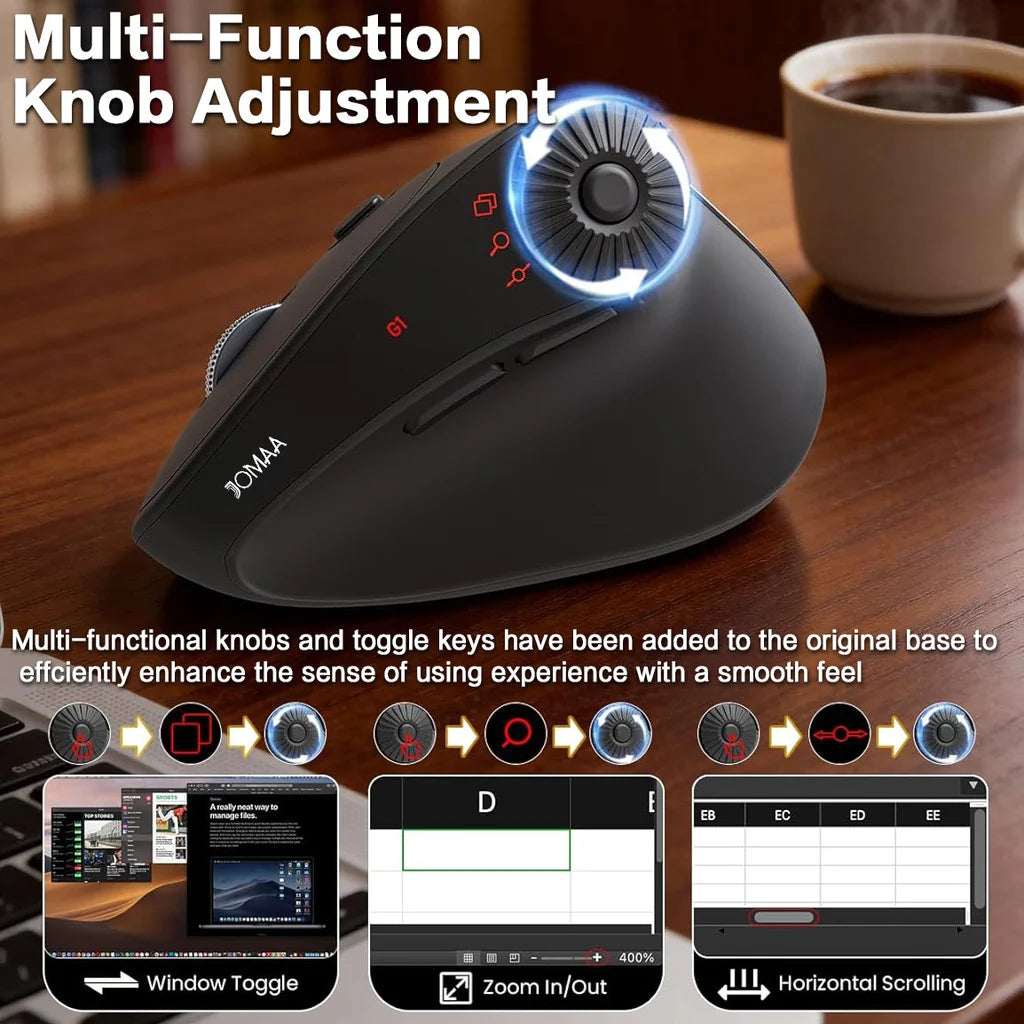 CowLost | jomaa-right-hand-wireless-vertical-mouse-with-adjust-knob-bluetooth-ergonomics-mice-for-computer-laptop-tablet-windows |2