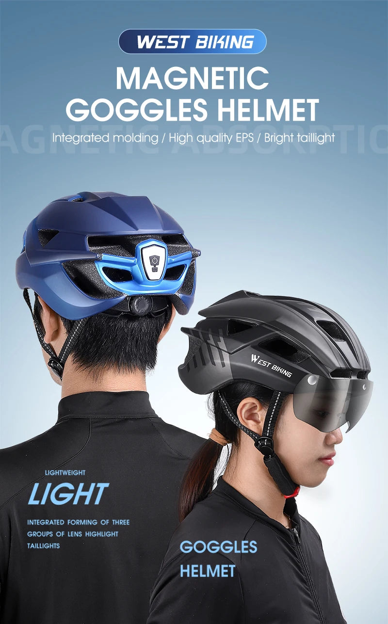 CowLost | west-biking-integrated-ultralight-bike-helmet-with-taillight-goggle-men-women-cycling-safety-hat-mtb-road-bike-motorcycle-helmet |7