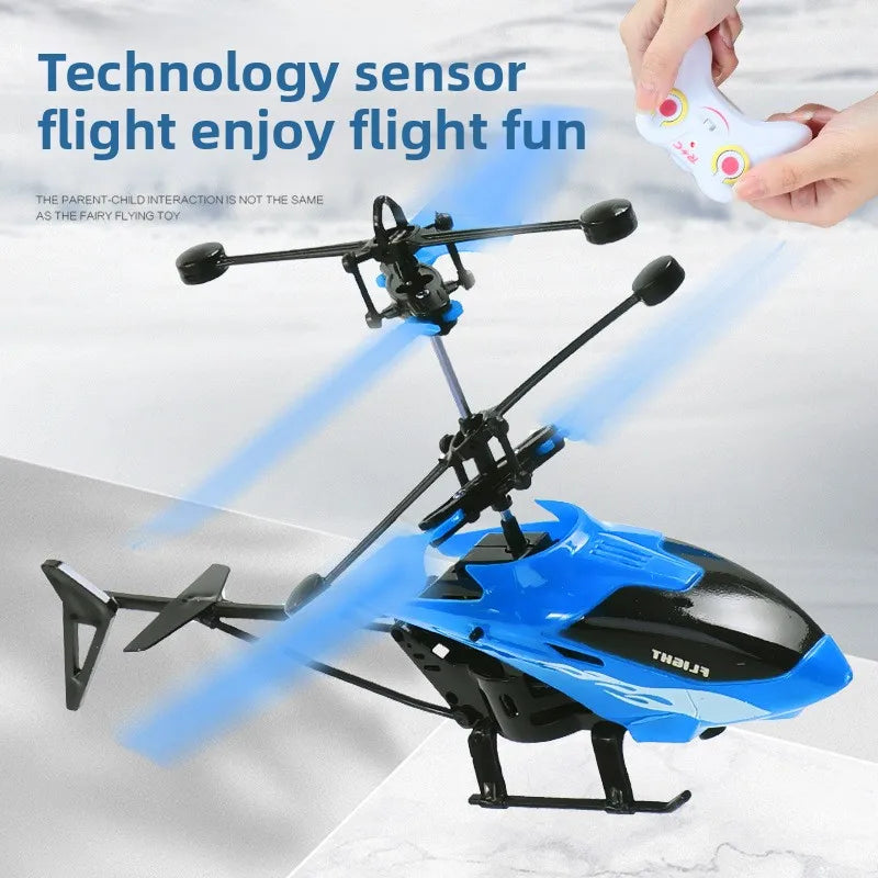 Rechargeable Mini RC Helicopter Drone Safe Fall-Resistant Toy (No Remote Battery)