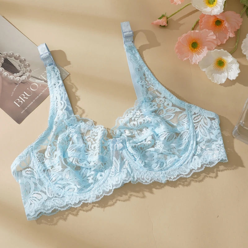 CowLost | sexy-push-up-hollow-out-lace-bras-women-mesh-transparent-lingerie |13