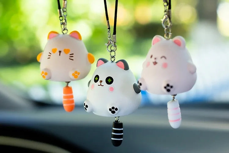 CowLost | product_id-resin-chubby-anime-cat-rearview-mirror-pendant-with-wagging-tail-ornament-gift |12
