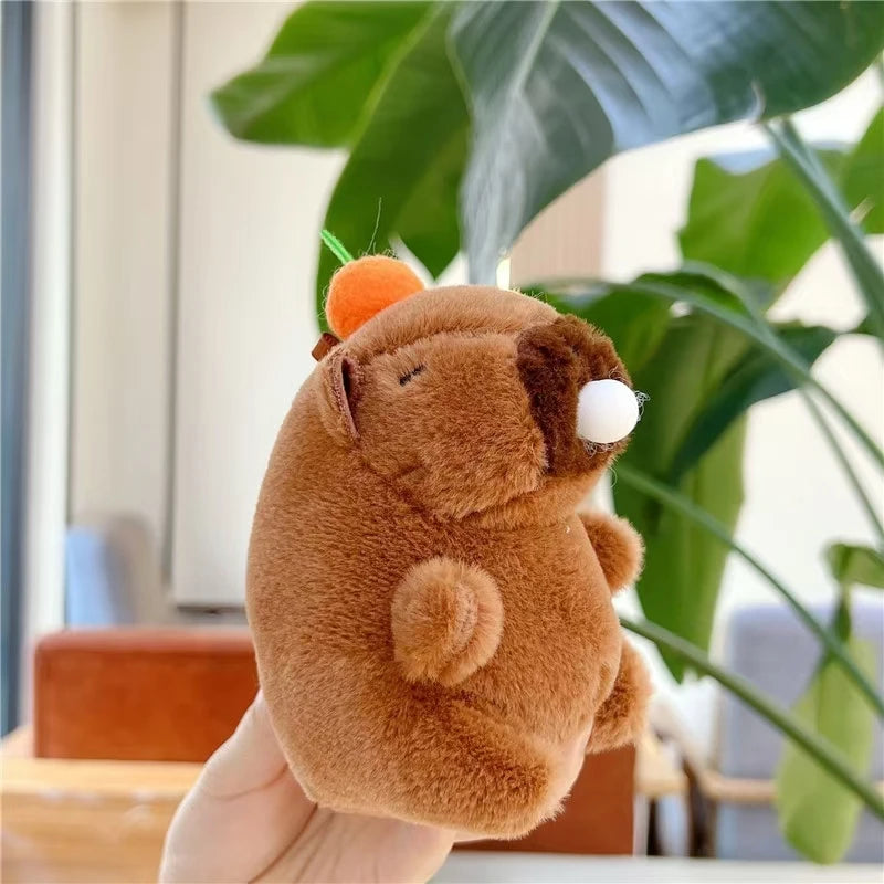 CowLost | baseball-caps-capybara-plush-keychain-soft-stress-relief-toy-squeeze-bag-pendant |5