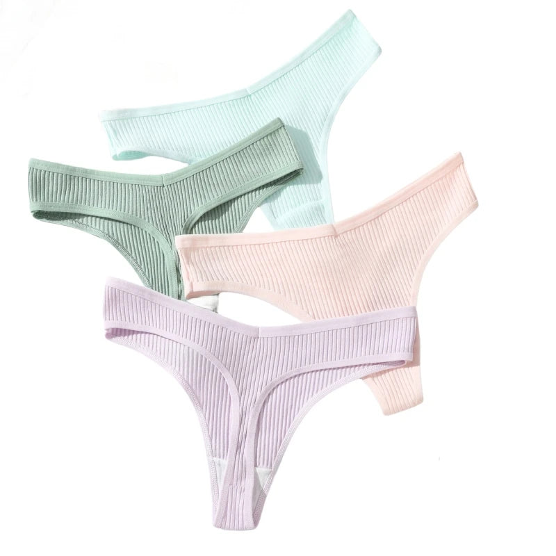 CowLost | product_id-5pcs-womens-cotton-low-rise-v-shape-g-string-thongs-solid-colors-m-xxl |8