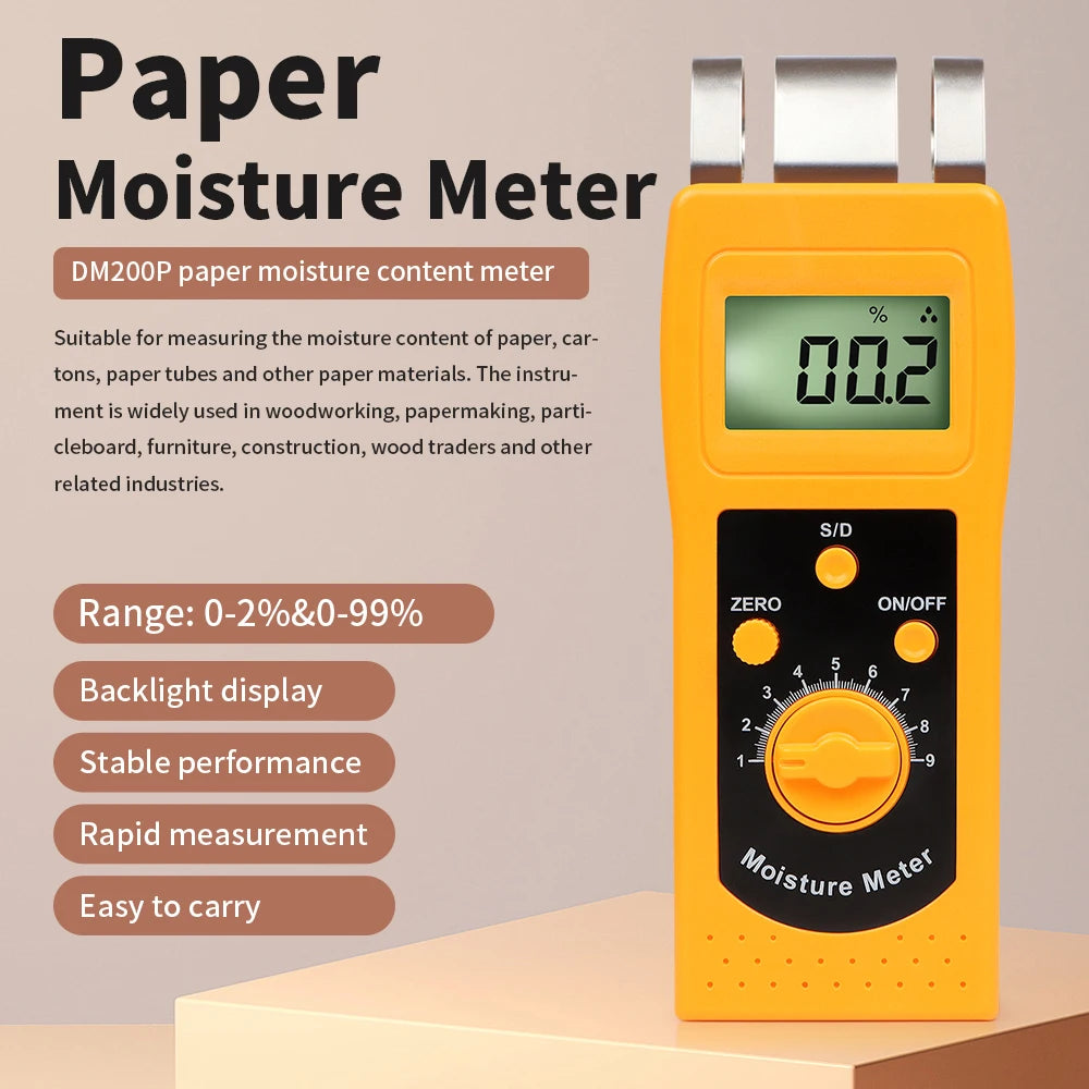 DM200 Portable Digital Multifunctional Moisture Meter for Wood, Paper, Concrete, and Meat
