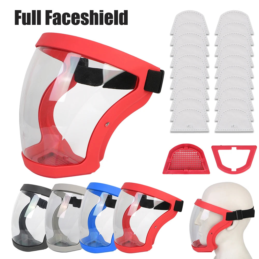 CowLost | kitchen-tool-full-face-shield-oil-splash-proof-mask-motorcycle-bicycle-cycling-dusting-mask-protection-face-cover-with-filters |16
