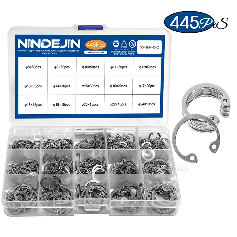 CowLost | nindejin-c-type-internal-circlip-retaining-rings-assortment-kit-for-hole-stainless-steel |18