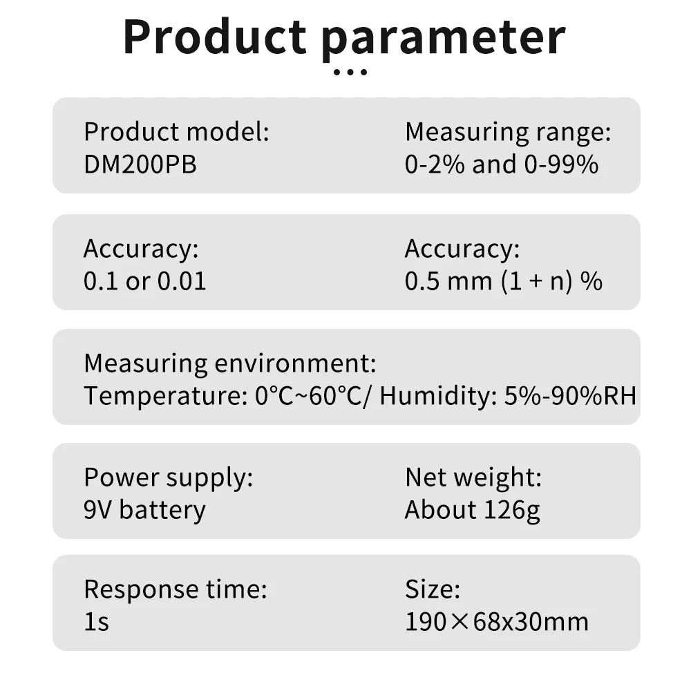 DM200 Portable Digital Multifunctional Moisture Meter for Wood, Paper, Concrete, and Meat