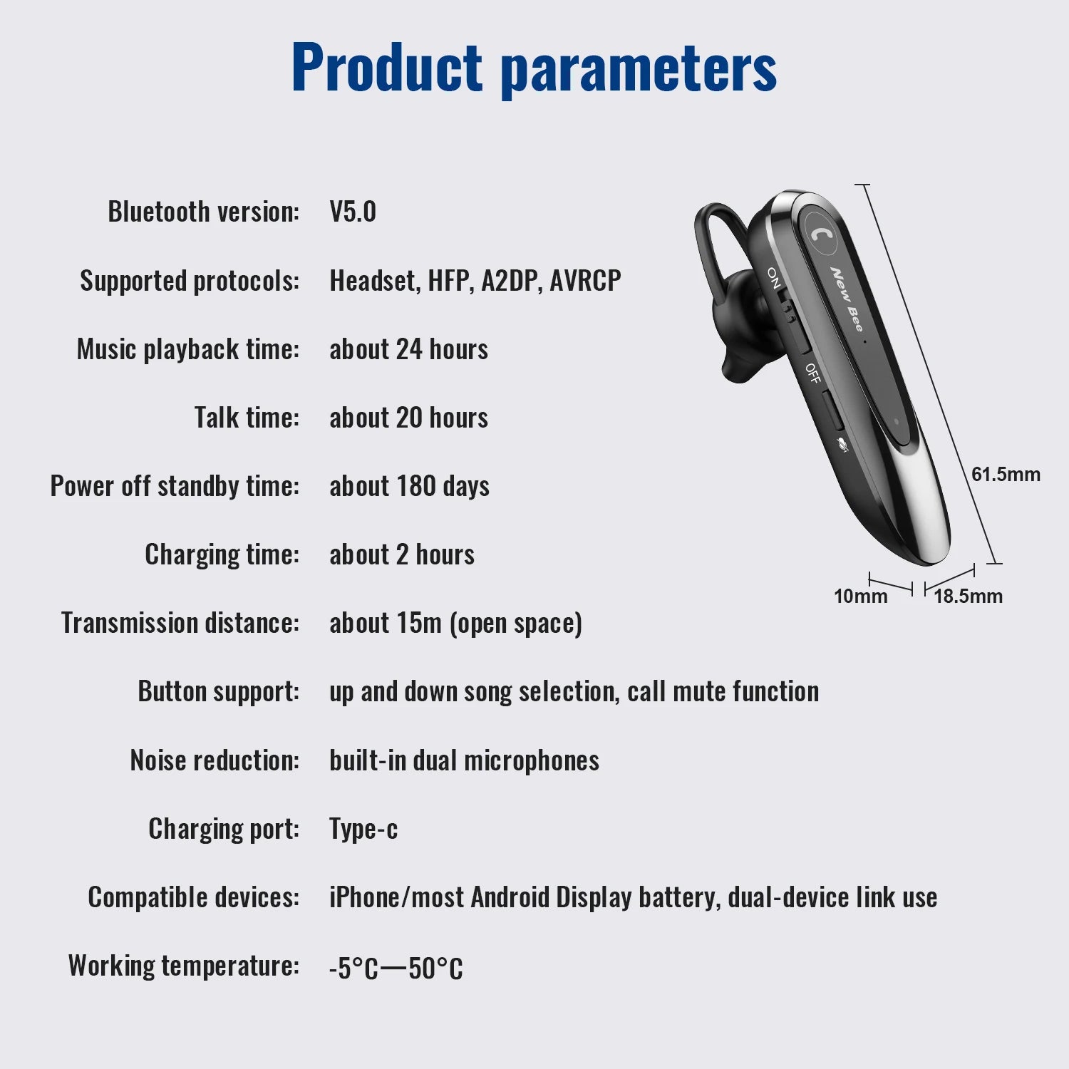 CowLost | new-bee-b45-bluetooth-5-0-earphones-dual-mic-mute-wireless-headset |17