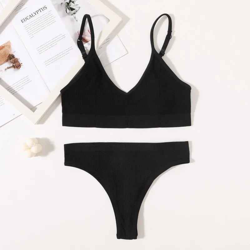 CowLost | product_id-women-seamless-wire-free-push-up-bra-high-rise-brief-set-v-neck-lingerie |15