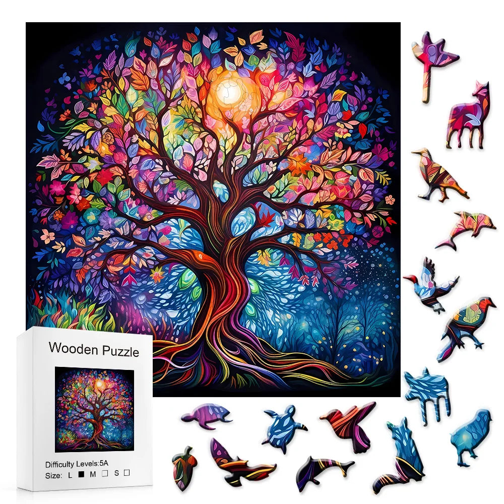 CowLost | product_id-adult-wooden-tree-of-life-jigsaw-puzzle-with-irregular-animal-shapes-creative-gift |7