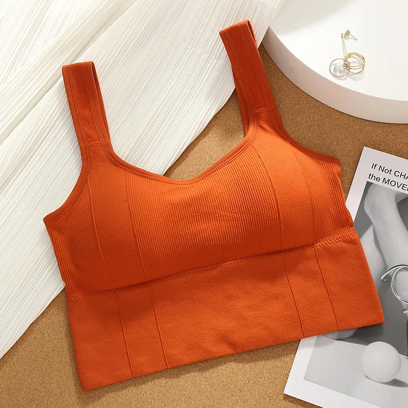CowLost | women-crop-top-padded-tank-top-sports-bra-seamless-underwear-summer-fitness-casual-streetwear-camisole-removable-pads |16